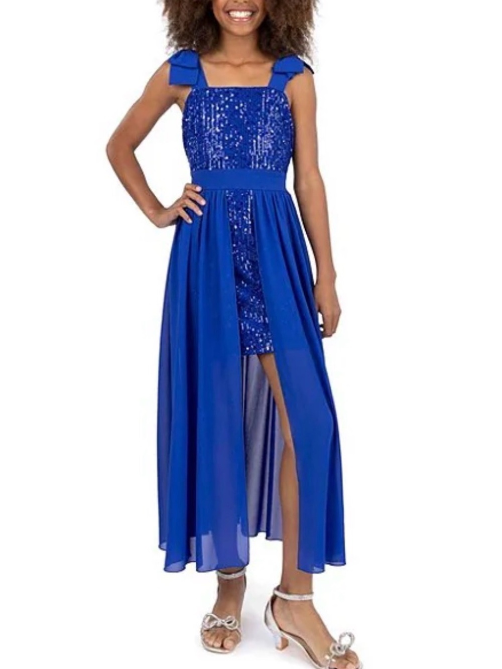 XTRAORDINARY Royal Blue Girls' Sequin High-Low Party Dress, Size 10
